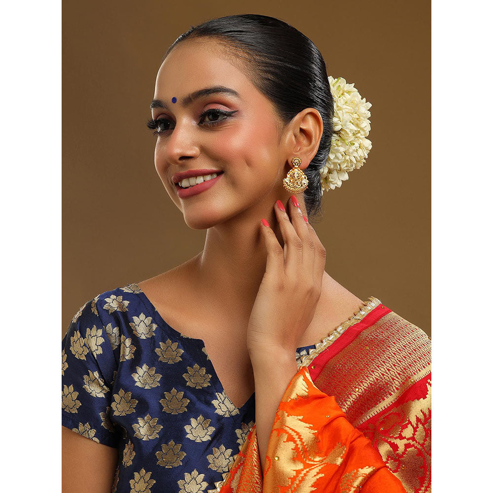 Ruby Raang Studio Brass Gold Plated Kundan Pair Of Earrings