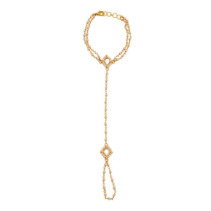 Ruby Raang Studio White Brass Gold Plated Kundan Hathphool