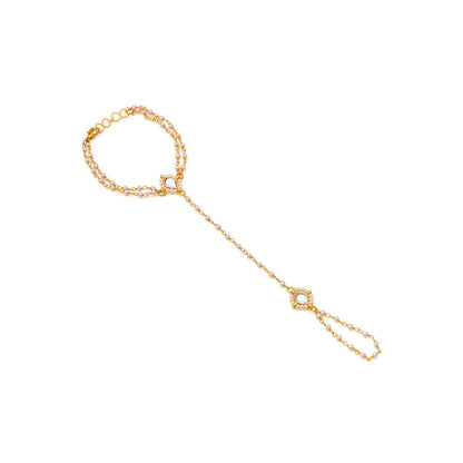 Ruby Raang Studio White Brass Gold Plated Kundan Hathphool