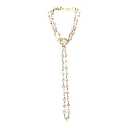 Ruby Raang Studio White Brass Gold Plated Kundan Hathphool