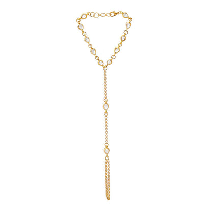 Ruby Raang Studio White Brass Gold Plated Kundan Hathphool