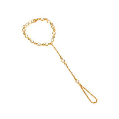 Ruby Raang Studio White Brass Gold Plated Kundan Hathphool