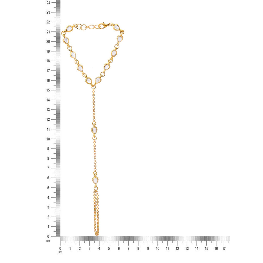 Ruby Raang Studio White Brass Gold Plated Kundan Hathphool