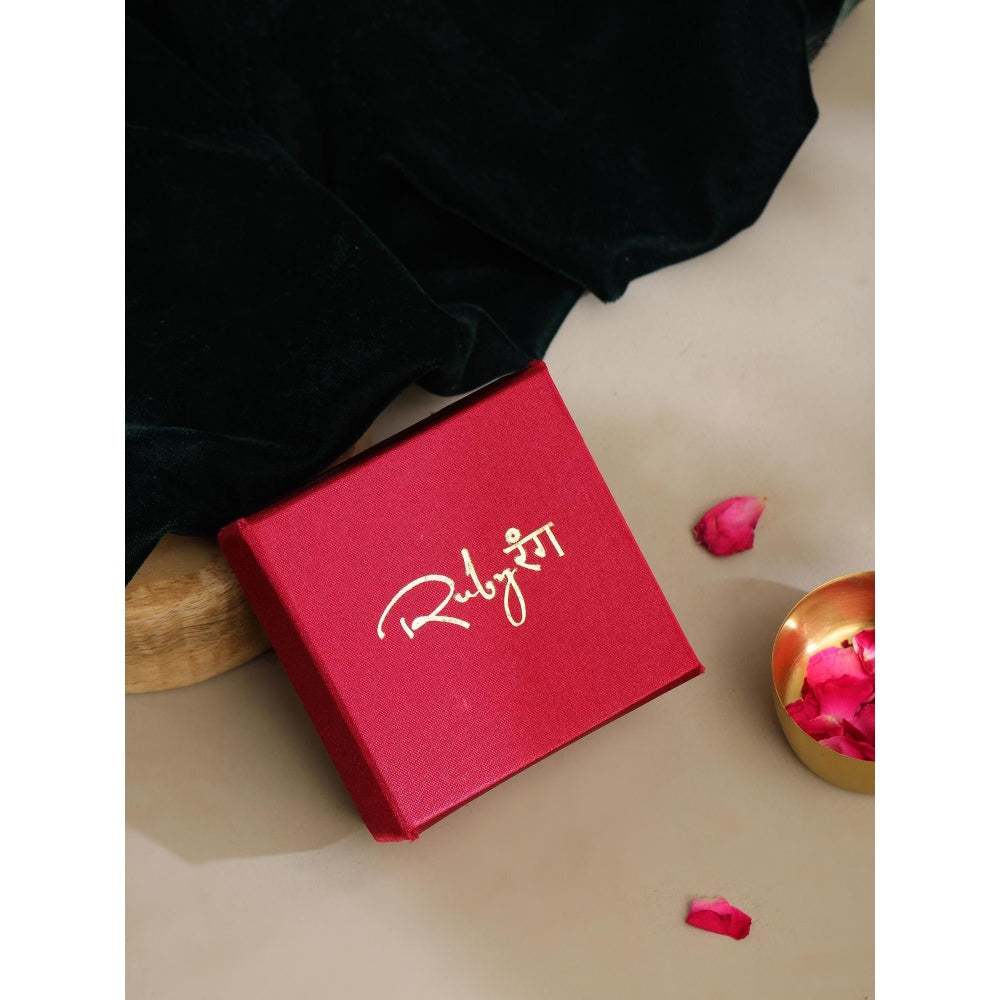 Ruby Raang Studio Red Brass Gold Plated Kundan Hathphool