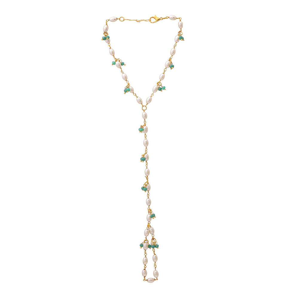 Ruby Raang Studio Blue Brass Gold Plated Kundan Hathphool