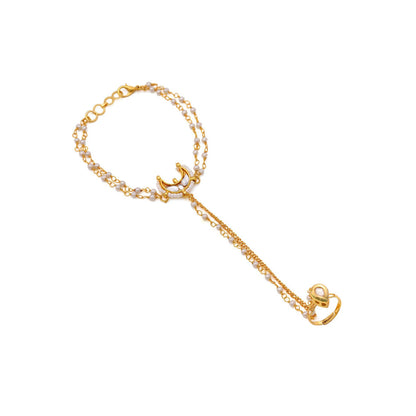 Ruby Raang Studio White Brass Gold Plated Kundan Hathphool