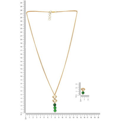 Ruby Raang Studio Green Brass Gold Plated Kundan Necklace with Pair Of Earrings