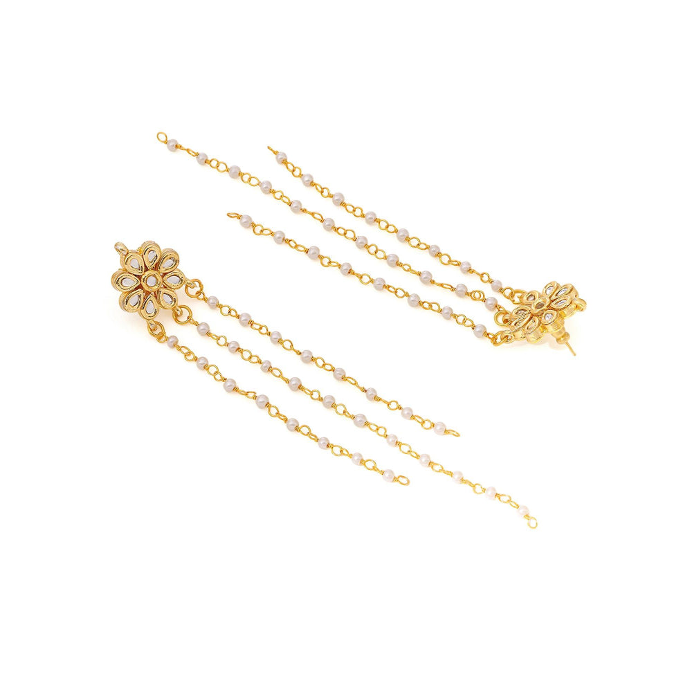 Ruby Raang Studio White Brass Gold Plated Kundan Necklace with Pair Of Earrings