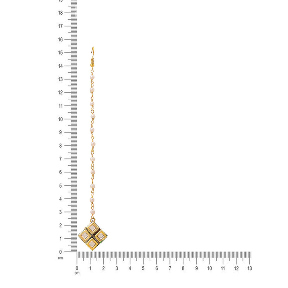 Ruby Raang Studio White Brass Gold Plated Kundan Maang Tikka