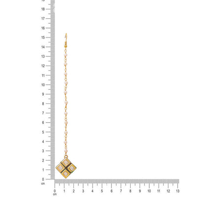 Ruby Raang Studio White Brass Gold Plated Kundan Maang Tikka