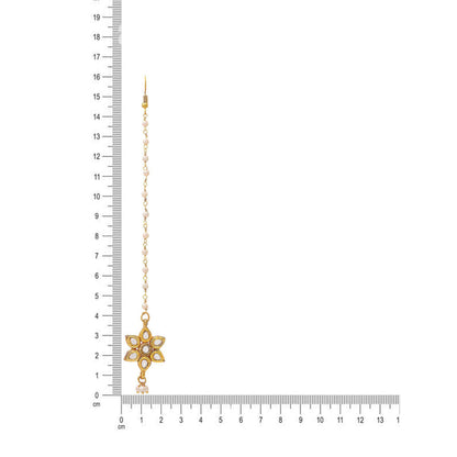 Ruby Raang Studio White Brass Gold Plated Kundan Maang Tikka