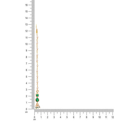 Ruby Raang Studio Green Brass Gold Plated Kundan Maang Tikka