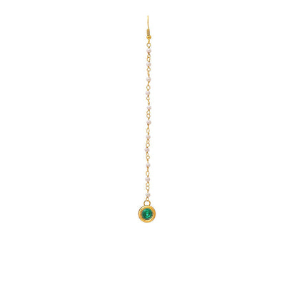 Ruby Raang Studio Green Brass Gold Plated Kundan Maang Tikka