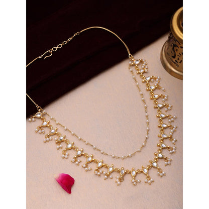 Ruby Raang Studio White Brass Gold Plated Kundan Necklace