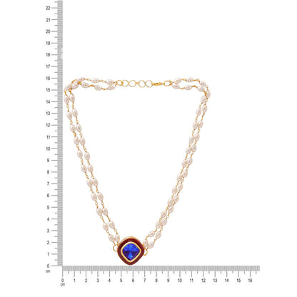 Ruby Raang Studio Blue Brass Gold Plated Kundan Necklace