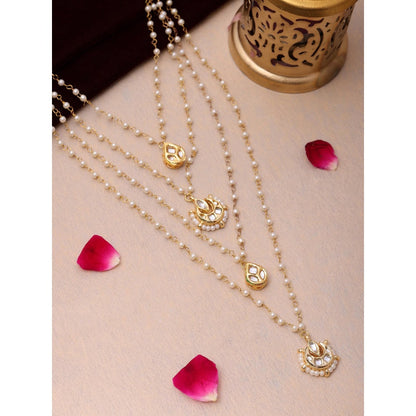 Ruby Raang Studio White Brass Gold Plated Kundan Necklace