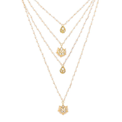 Ruby Raang Studio White Brass Gold Plated Kundan Necklace