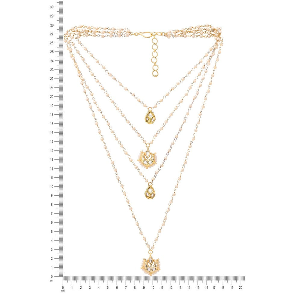 Ruby Raang Studio White Brass Gold Plated Kundan Necklace