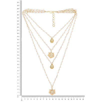 Ruby Raang Studio White Brass Gold Plated Kundan Necklace