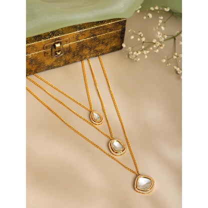 Ruby Raang Studio White Brass Gold Plated Kundan Necklace