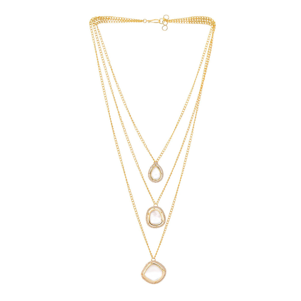 Ruby Raang Studio White Brass Gold Plated Kundan Necklace