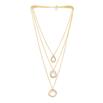 Ruby Raang Studio White Brass Gold Plated Kundan Necklace