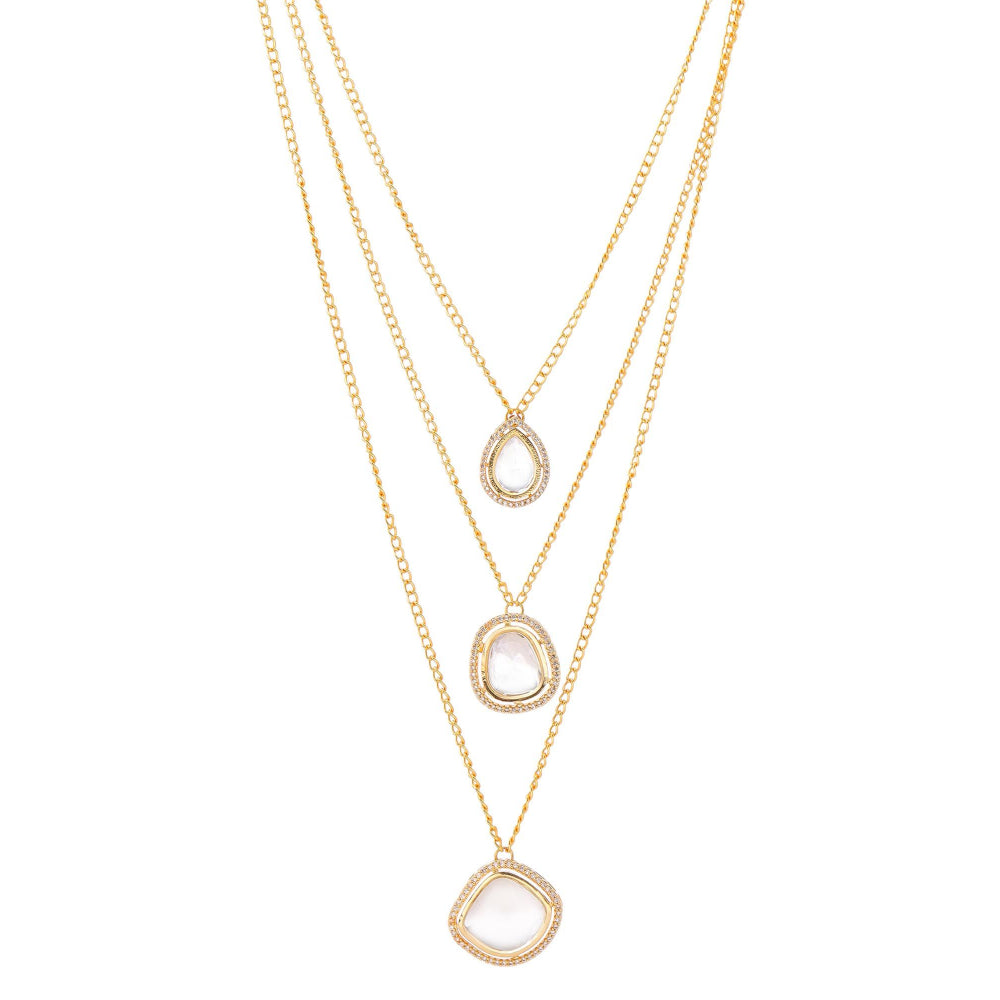 Ruby Raang Studio White Brass Gold Plated Kundan Necklace