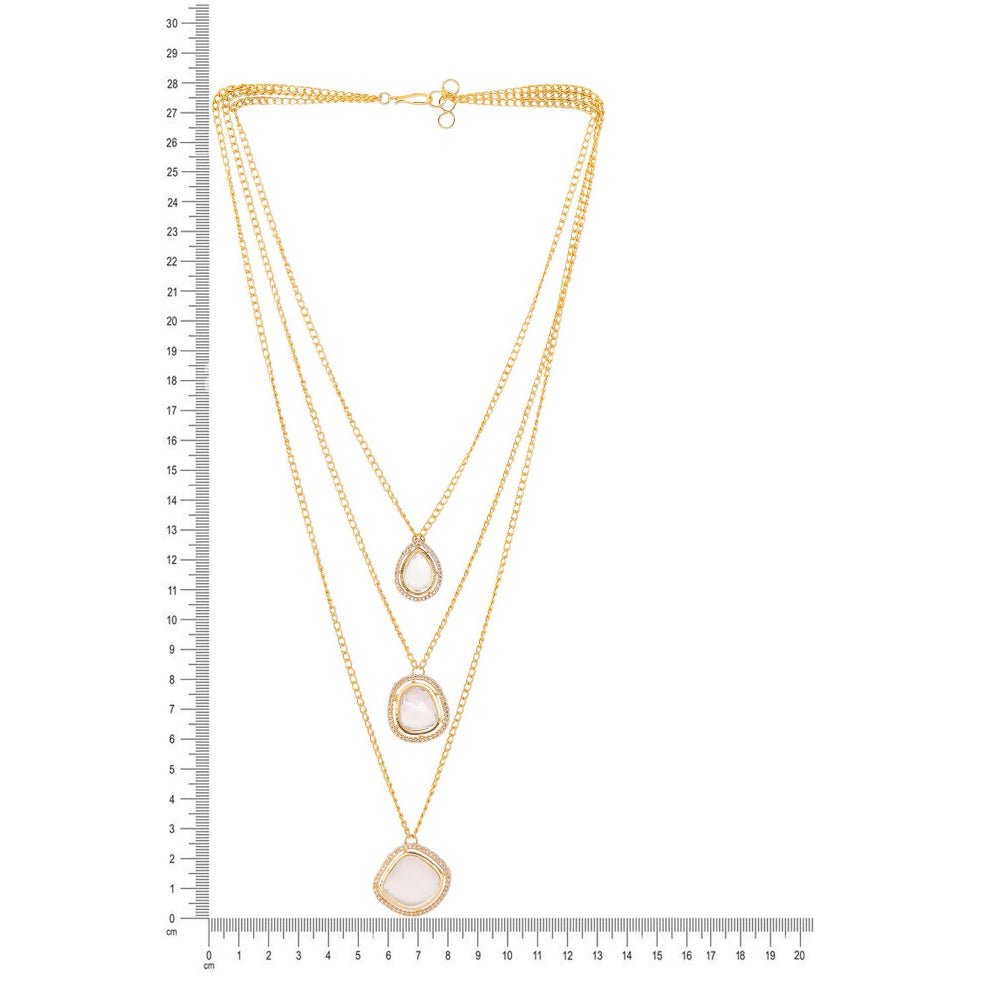 Ruby Raang Studio White Brass Gold Plated Kundan Necklace