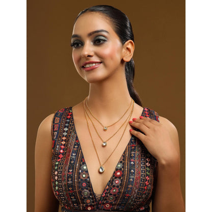 Ruby Raang Studio White Brass Gold Plated Kundan Necklace