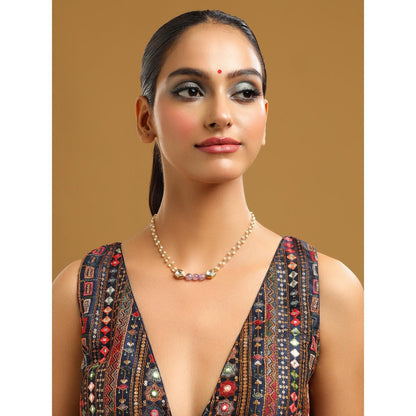 Ruby Raang Studio Purple Brass Gold Plated Kundan Necklace