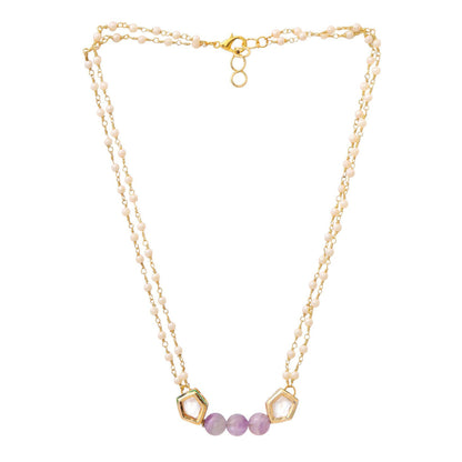 Ruby Raang Studio Purple Brass Gold Plated Kundan Necklace