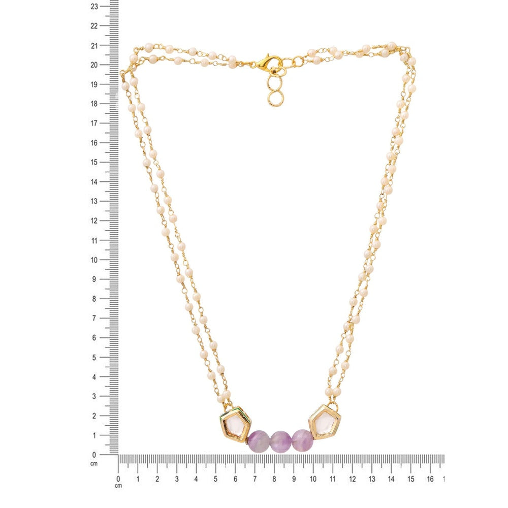Ruby Raang Studio Purple Brass Gold Plated Kundan Necklace