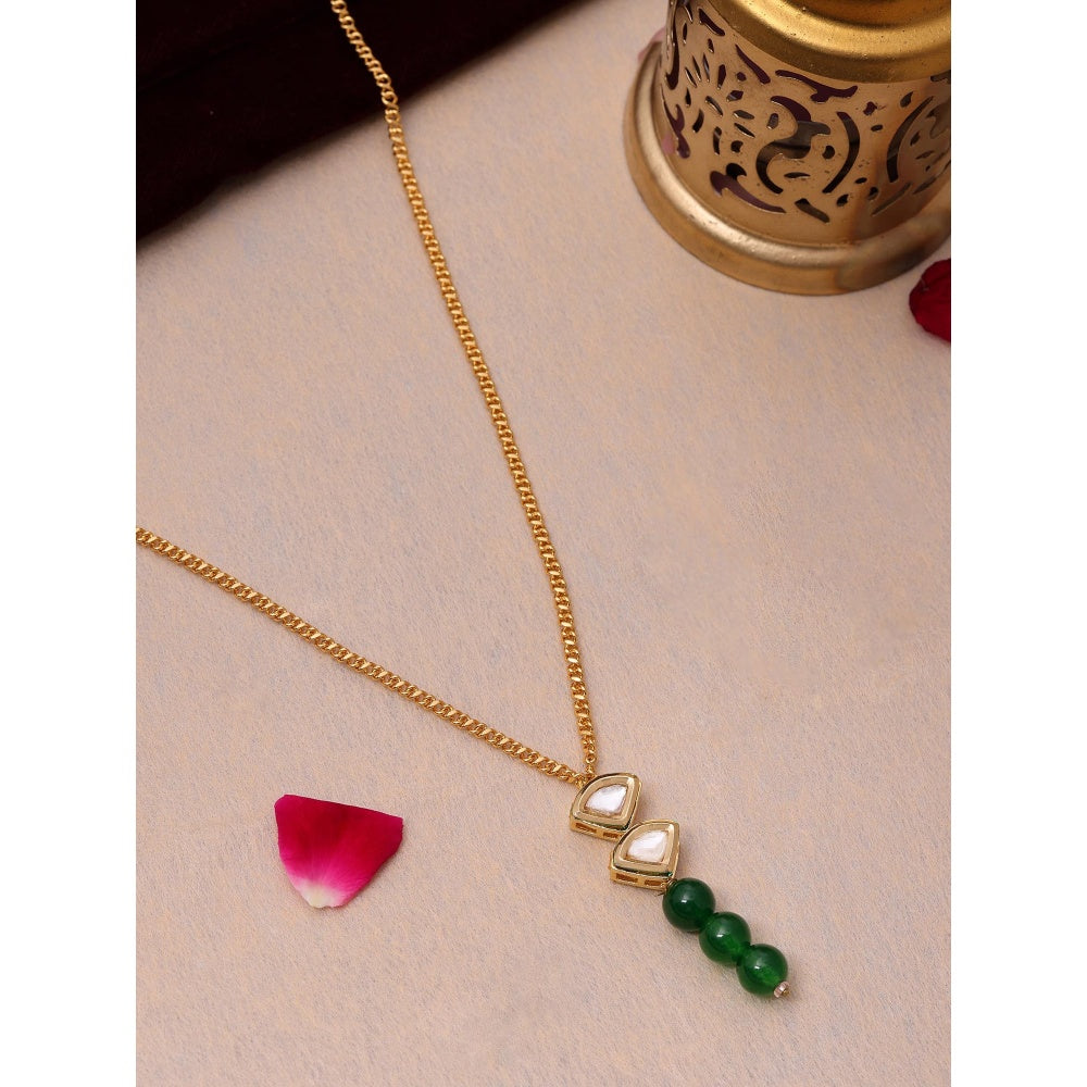 Ruby Raang Studio Green Brass Gold Plated Kundan Necklace