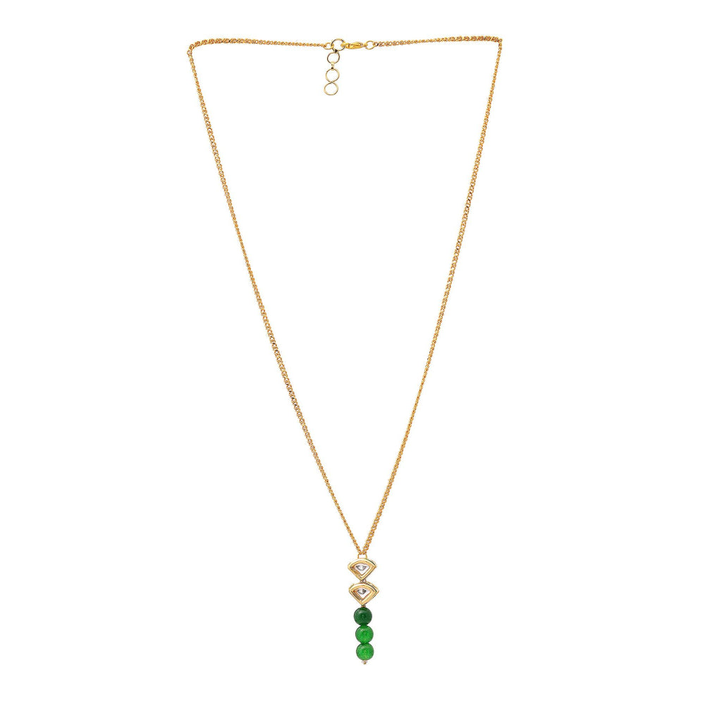 Ruby Raang Studio Green Brass Gold Plated Kundan Necklace