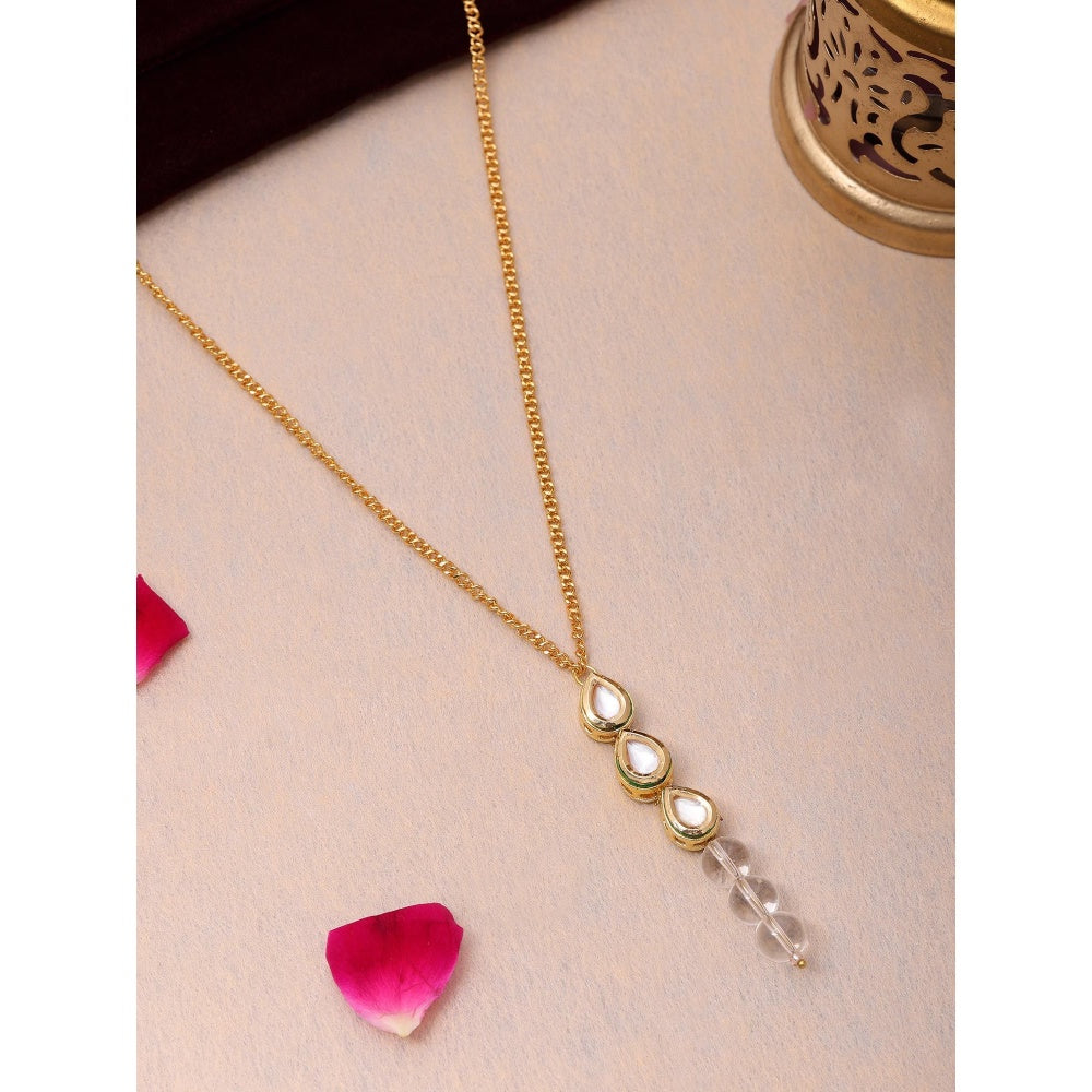 Ruby Raang Studio White Brass Gold Plated Kundan Necklace