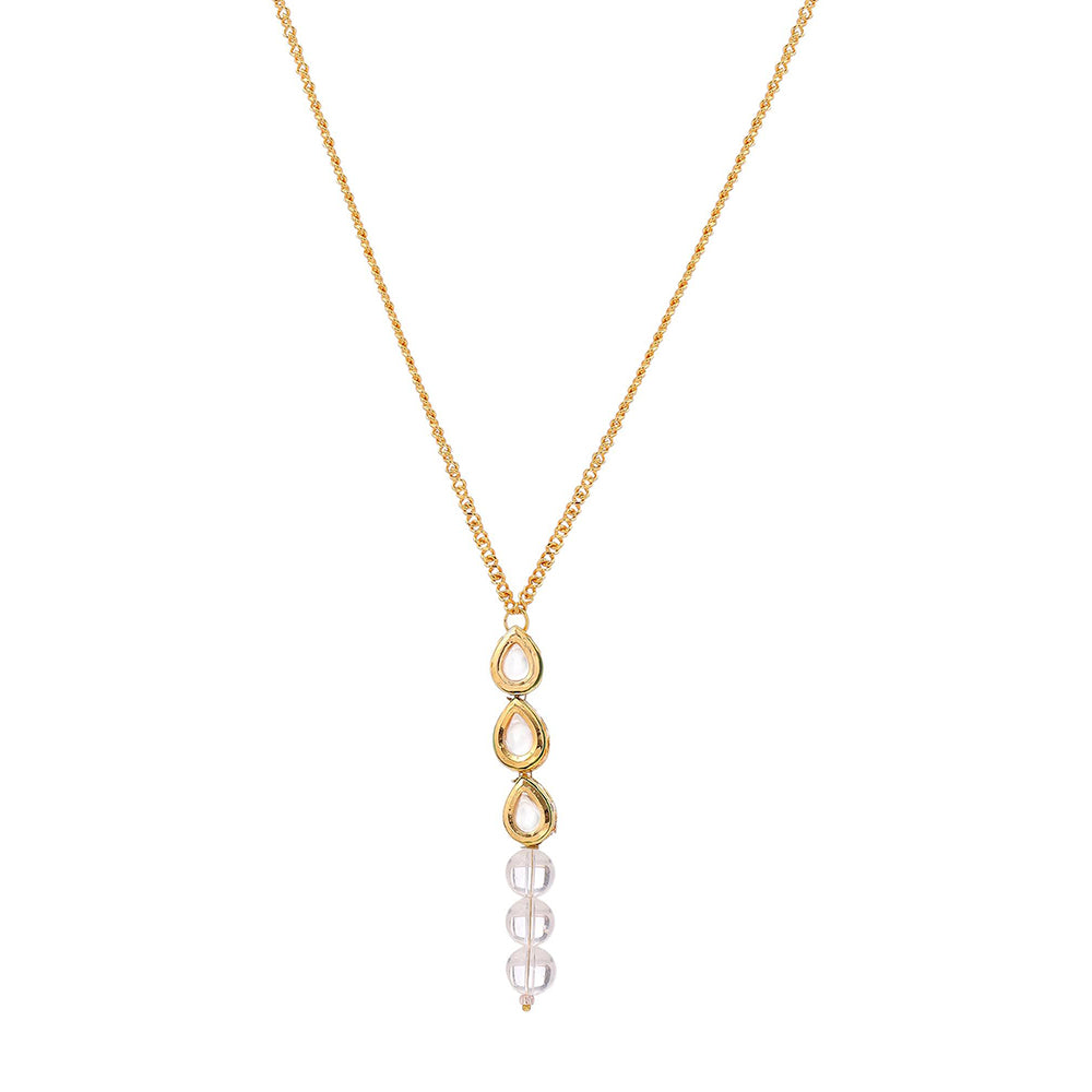 Ruby Raang Studio White Brass Gold Plated Kundan Necklace