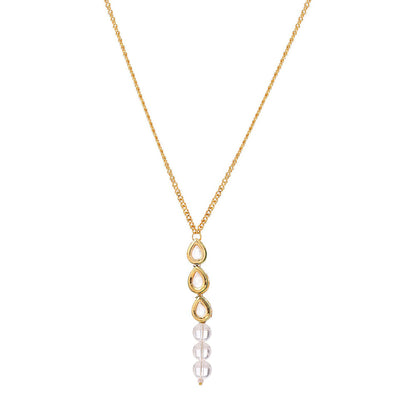 Ruby Raang Studio White Brass Gold Plated Kundan Necklace