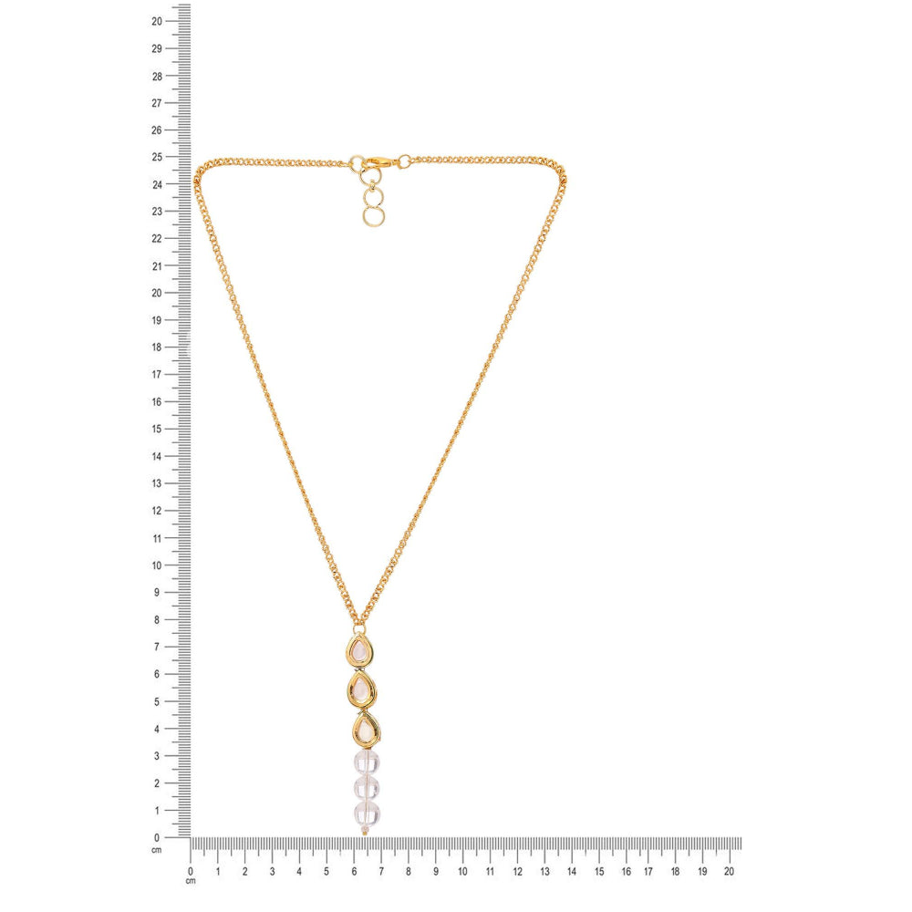 Ruby Raang Studio White Brass Gold Plated Kundan Necklace