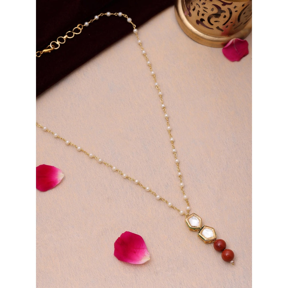 Ruby Raang Studio Red Brass Gold Plated Kundan Necklace