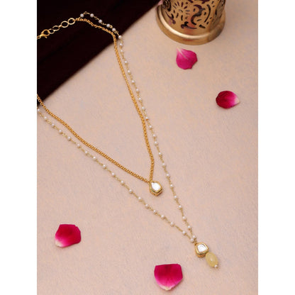 Ruby Raang Studio Yellow Brass Gold Plated Kundan Necklace