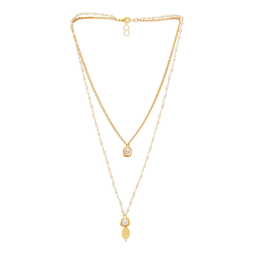Ruby Raang Studio Yellow Brass Gold Plated Kundan Necklace