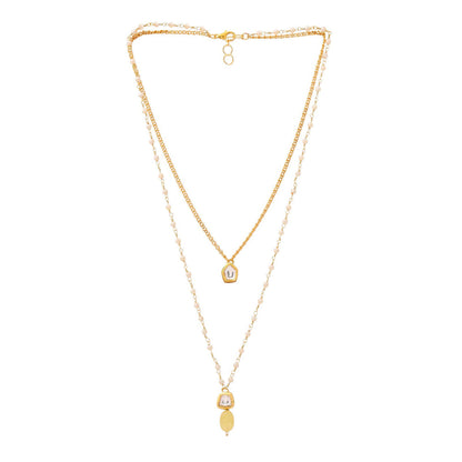 Ruby Raang Studio Yellow Brass Gold Plated Kundan Necklace