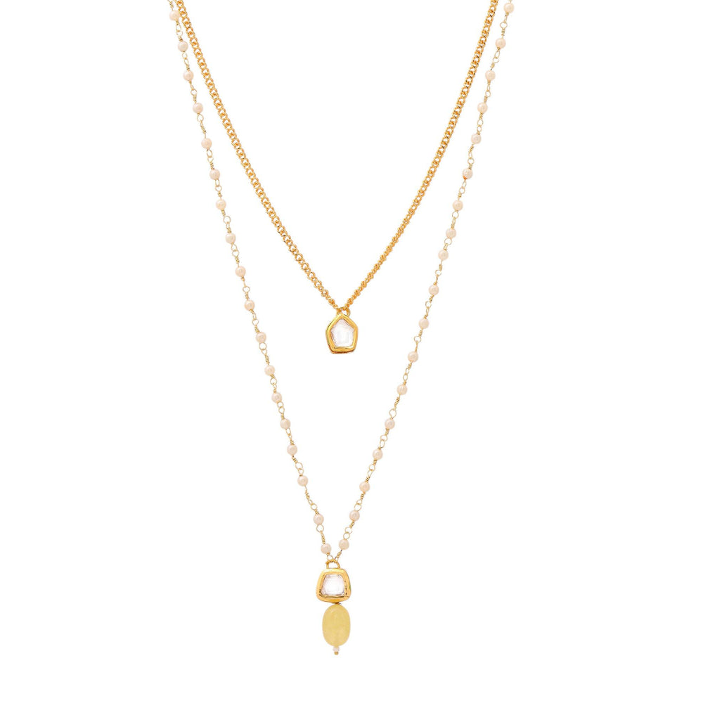 Ruby Raang Studio Yellow Brass Gold Plated Kundan Necklace