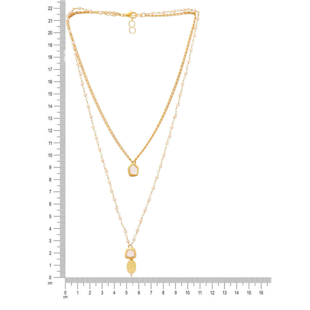 Ruby Raang Studio Yellow Brass Gold Plated Kundan Necklace