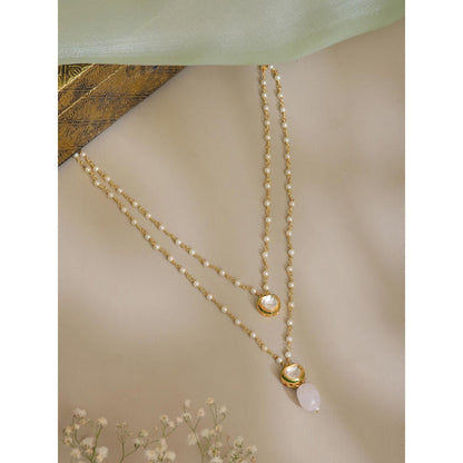 Ruby Raang Studio Pink Brass Gold Plated Kundan Necklace