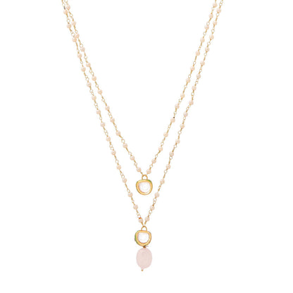Ruby Raang Studio Pink Brass Gold Plated Kundan Necklace