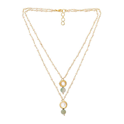 Ruby Raang Studio Green Brass Gold Plated Kundan Necklace