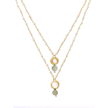 Ruby Raang Studio Green Brass Gold Plated Kundan Necklace