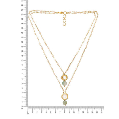 Ruby Raang Studio Green Brass Gold Plated Kundan Necklace