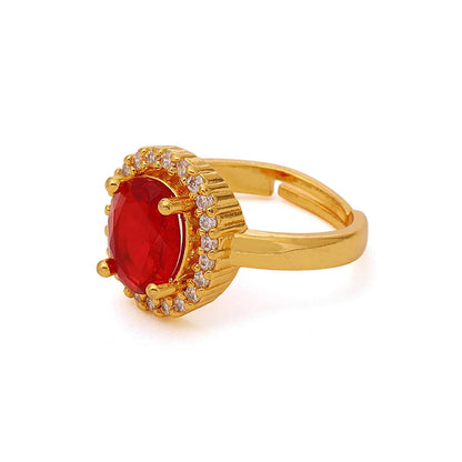 Ruby Raang Studio Red Brass Gold Plated Stones Ring